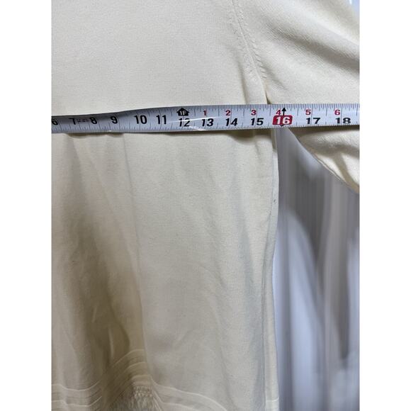 Sail to Sable Sweater Women’s Large. Ivory Knit Cotton Blend With Rag Fringe - Picture 7 of 7